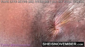 エロ尻痴女のいやらしいケツ穴をクローズアップ！ 全裸黒人痴女Sheisnovember 肛門を広げて天然巨乳と乳輪を晒し口内挿入