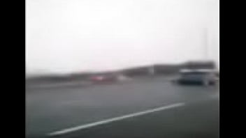 セミが車を高速道路に押し下げる