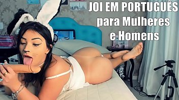 女性と男性のための Joi ポルトガル語のジャーク オフの手順、Coelhinha いたずらな手コキ、熱い巨乳 AMAZING JOI BUNNY Girl