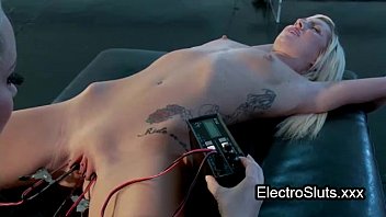 クランプされ、電気ショックを受けたおまんこ