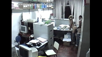Naughty blonde has sex with another employee inside accounting office