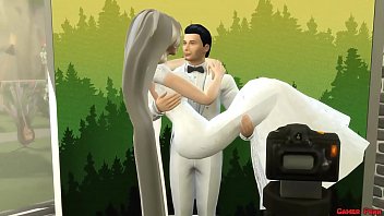 寝取られ夫の寝取られの隣で写真撮影で犯されたウェディングドレスの新婚妻