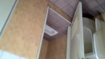 公衆トイレで裸の小さなペニス