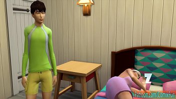 彼はジョギングから家に帰った後、息子は寝ているママをファック