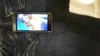 Cum over wife's leggings and lover's photo