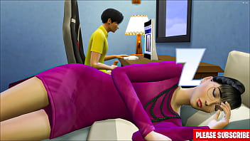 日本の息子は、ゲーマーの息子のベッドで眠りに落ち、テレビを見て、息子が彼女の隣で自慰行為をしているポルノビデオを見た後、眠っている日本のお母さんとセックスします-家族のセックスタブー-アダルト映画-禁じられたセックス| 日本のお母さんと息子の話