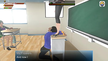 女の子だらけの教室の前で先生が屈辱を与える