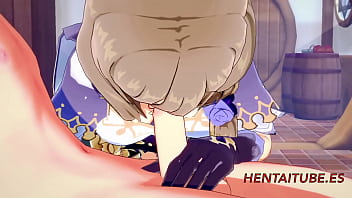 原神インパクト変態-リサ金髪の少年とセックスし、彼は彼女の口の中で絶頂おっぱいと猫1/3