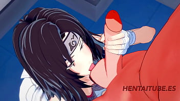 NARUTO-ナルト-変態3D-紅フェラとNARUTO-ナルト-への手コキ、そして彼は彼女の口の中で絶頂