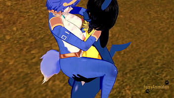 スターフォックスポケモンスターフォックスポケモン毛皮のような変態3DYiff-クリスタルxルカリオBoobjob＆彼の猫の中出しと彼女のおっぱいの中出しで犯された-日本の漫画マンガアニメポルノ