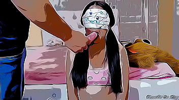 私は再びアイスクリームのトリックで罪のない姪を騙し、彼女の口に私のコックを入れます漫画の変態