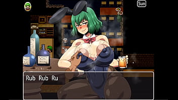 Yuka [PornPlay Hentai game], эпизод 20, девушка в костюме-кролике дрочит грязному старому извращенцу
