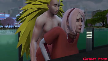 NARUTO-ナルト-変態エピソード58ラジオは、彼らがお互いを好きになり、誰が見ても屋外でセックスすることになる桜を招待します