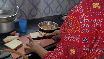 Seeing the maid cooking food in the kitchen, she did not like it, then started pelting it on the same.