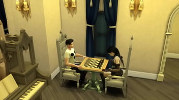 堕落したゴス は、隣人をチェスのゲームに招待しました。人生の結果として、彼女はボトルで犯されました