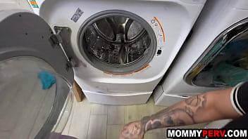 Hot MILF stepmom blows stepson for doing chores