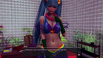 リーグ・オブ・レジェンドのKDA AhriとSona - 大きなペニスと大量ザーメンで2つの猫をこするハードコアグループセックス