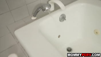 Stepmom catches stepson masturbate & sucks his cock