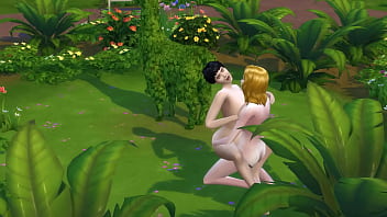 SIMS 4 - 成熟したブロンドがマンコを食べて、ぽっちゃりした黒髪の女性を公共の場でファック