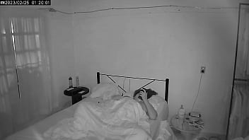 Chubby pregnant girlfriend masturbates while I spy on her on camera