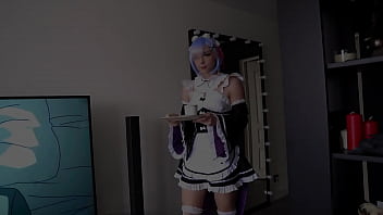 セクシーなメイドのレムがスバルと初めて吸ってハードファックして口内射精 - コスプレ re:ゼロ