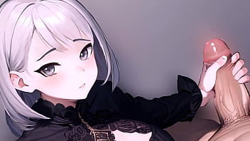 ハメ撮りで巨根をしごくアニメの女の子