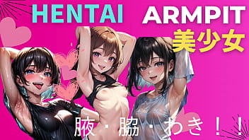 年轻漂亮的女性一边盯着你看，一边展示她们性感的腋窝。