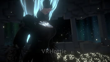 Возбужденная Nier Automata 2B трахается с роботом на коленях, VRChat ERP