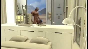 Hunky Sims 4 - 汗だくになっている筋肉質の男性のチンポをしゃぶるのが大好きです