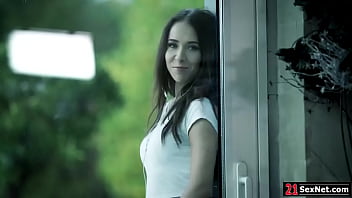 Brunette teen girlfriend strip teasing bf and getting fucked