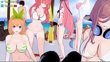 五等分の花嫁 中野五姉妹がビーチでセックスパーティー(NTR)
