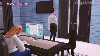 ふたなり上司は秘書を誘惑し、巨大なペニスで彼女の喉の奥を確認しました (SIMS 4 アニメ エロアニメ SFM)