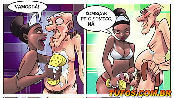 ディディ爺さんをお風呂に入れるホットなメイド！サカナのエロ漫画！