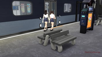 アジアの地下鉄で見知らぬ老人が若いアジア人の女子をする