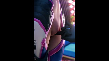 レズビアンの処女喪失を行うD.Va、マーシー、未亡人