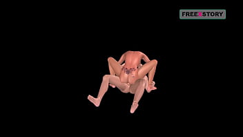 アニメーション化された 3D 漫画ポルノ ビデオ - インド人のバビーが騎乗位と逆騎乗位の体位で日本人男性のペニスに乗る。