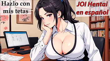 JOI 変態、オフィスのガールフレンドのおっぱいに射精してください。