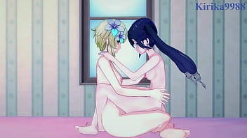 ルミネとケチンとモナの激しいレズビアンプレイと激しいふたなりセックス。 - 原神インパクトヘンタイ
