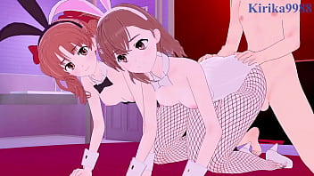 御坂美琴と白井黒子のバニーガールの激しい3Pセックス。 - とある科学の超電磁砲 ヘンタイ