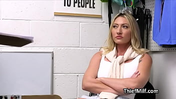 Blonde cougar enjoys officers fat dick on the office desk