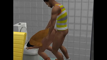 ジムのインストラクターがジムのトイレで既婚女性とアナルセックス