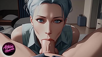 青い髪の美女が口の中に射精するまでねっとりフェラチオ - [POV / AI]