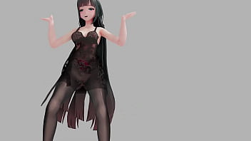 崩壊学園 雷電メイ ストリップダンスショー ヘンタイ R18 MMD 3D ソフトダークグリーンヘア (クリップ)