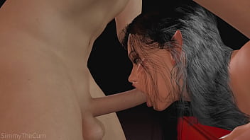 巨乳のラテン系美女が犯されながらチンポをしゃぶる - 3Dアニメーション