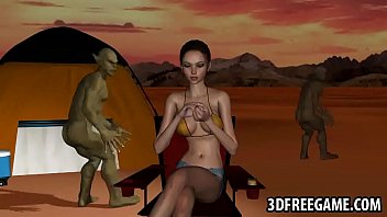 ホットな3Dベイビーは砂漠の高さでゴブリンによって二重にチーム化されます1