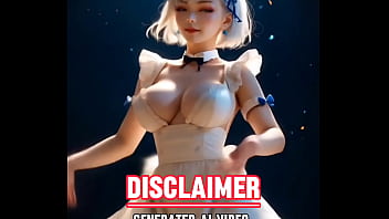 かわいいメイドがアヒルに乗る（3D）-Aipornmix[AI生成]