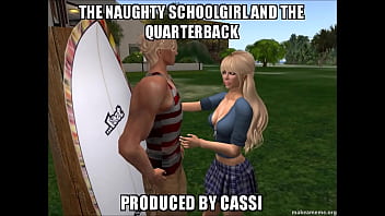 Secondlife NaughtySchoolgirlがクォーターバックを取得
